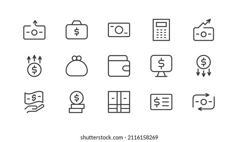 Linear icon set of income . Editable vector signs. Trendy outline pictograms. Premium pack of income  thin line icons. 