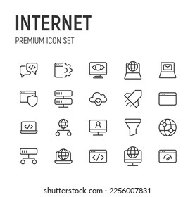 Linear icon set of internet. Editable vector signs. Trendy outline pictograms. Premium pack of internet thin line icons. 