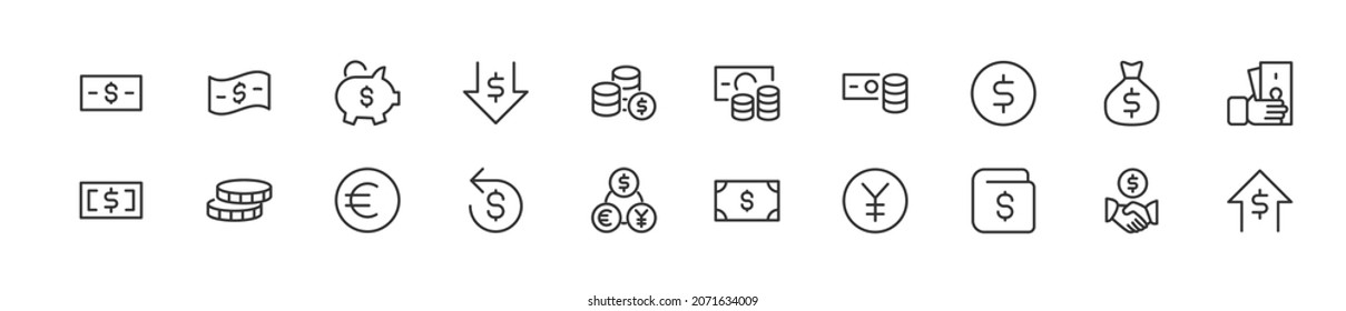 Linear icon set of profit. Editable vector signs. Trendy outline pictograms. Premium pack of profit thin line icons.