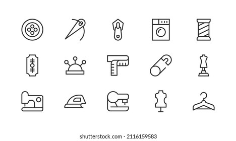 Linear icon set of sewing . Editable vector signs. Trendy outline pictograms. Premium pack of sewing  thin line icons. 