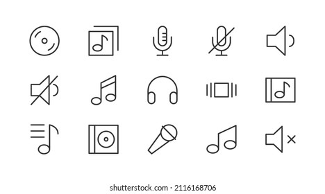 Linear icon set of sound . Editable vector signs. Trendy outline pictograms. Premium pack of sound  thin line icons. 