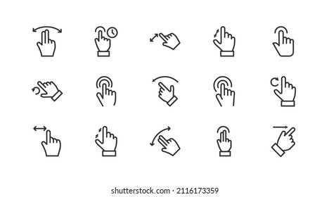 Linear icon set of touch . Editable vector signs. Trendy outline pictograms. Premium pack of touch  thin line icons. 