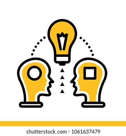 Linear icon Share ideas. Education, e-learning. Suitable for print, interface, web, presentation