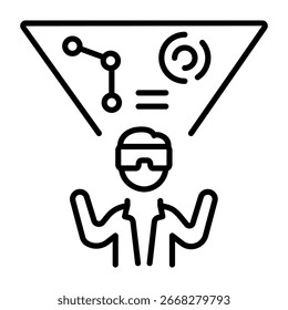 A linear icon showing an ar projection display