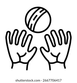 A linear icon showing a ball catch action