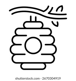 Um ícone linear mostrando uma estrutura colmeia
