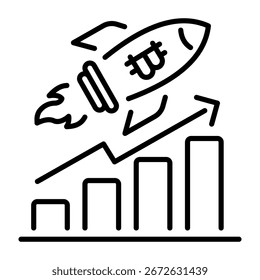 A linear icon showing a bitcoin boost