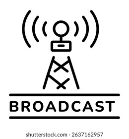 A linear icon showing broadcasting signals 