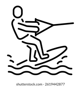 A linear icon showing cable skiing on the water
