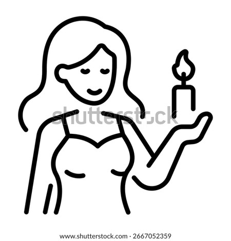 A linear icon showing candle protest vigil demonstration