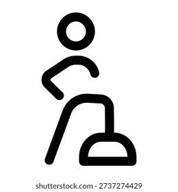 A linear icon showing a character doing crunch exercise