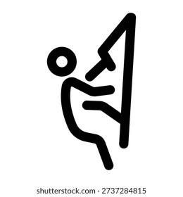 A linear icon showing a character doing abseiling