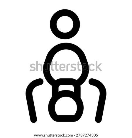 A linear icon showing a character doing kettlebell exercise