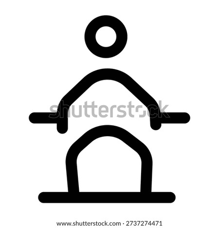 A linear icon showing a character doing squat