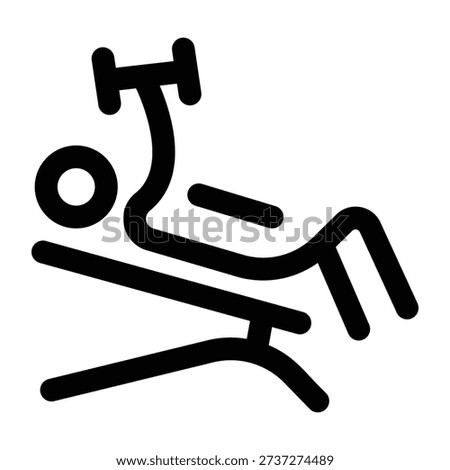 A linear icon showing a character doing bench press