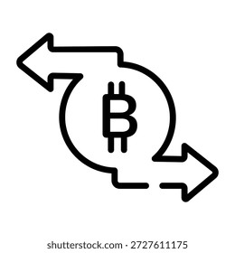 A linear icon showing a crypto transaction