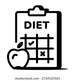 Um ícone linear mostrando um plano de dieta