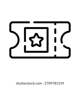 Icono lineal que muestra el ticket del evento de entrada