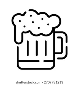 Un icono lineal que muestra la taza de cerveza del evento