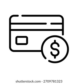Un icono lineal que muestra el método de pago con tarjeta de evento