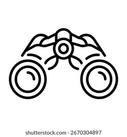 A linear icon showing an exploring binoculars 
