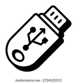 Un icono lineal que muestra un flash USB