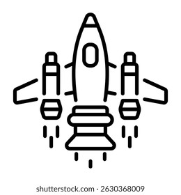 Un icono lineal que muestra un futuro jet 
