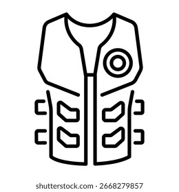 A linear icon showing a haptic suit gear
