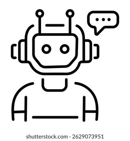 Um ícone linear mostrando o assistente inteligente do i chatbot