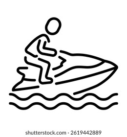 Linear icon showing jet skiing character