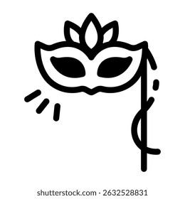 A linear icon showing masquerade mask 
