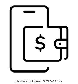 Ein lineares Symbol für eine mobile Brieftasche
