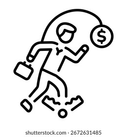 A linear icon showing a money trap