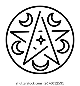 Um ícone linear mostrando uma tatuagem de lua