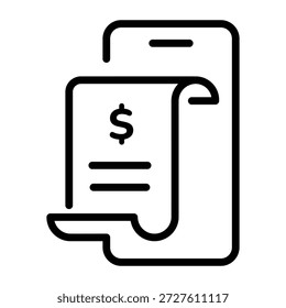 Ein lineares Symbol, das eine Online-Rechnung anzeigt