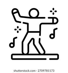 Un icono lineal que muestra a la gente bailando en la celebración