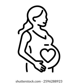 A linear icon showing pregnancy period of a woman 