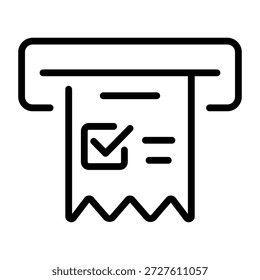 A linear icon showing a receipt