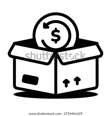 A linear icon showing a refund request
