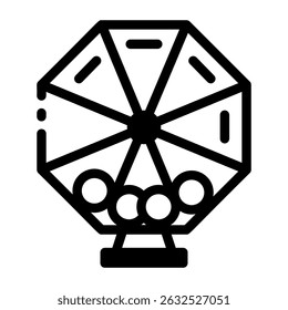 A linear icon showing rotating lottery drum machine
