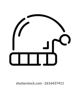 A linear icon showing santa sleigh with a sack on it