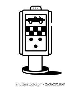 A linear icon showing self service kiosk system