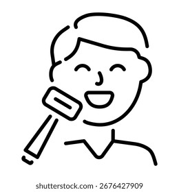 Um ícone linear mostrando um barbear