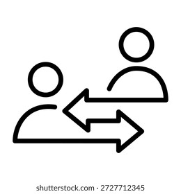 Um ícone linear mostrando a interação social