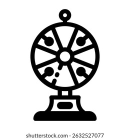 A linear icon showing spinning lottery wheel machine
