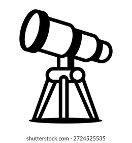 Un icono lineal que muestra un telescopio