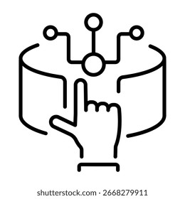Un icono lineal que muestra el proceso de interacción vr