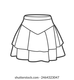 Linear icon of a skirt. Simple black and white vector illustration of women's clothing in a minimalist line style. Perfect for fashion and apparel design projects.