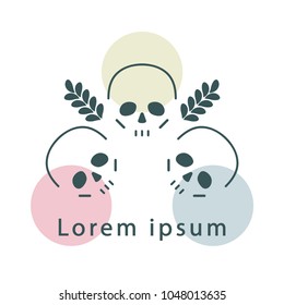 Linear icon with skulls. Vector illustration, design element.