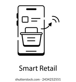 Here�s a linear icon of smart retail app